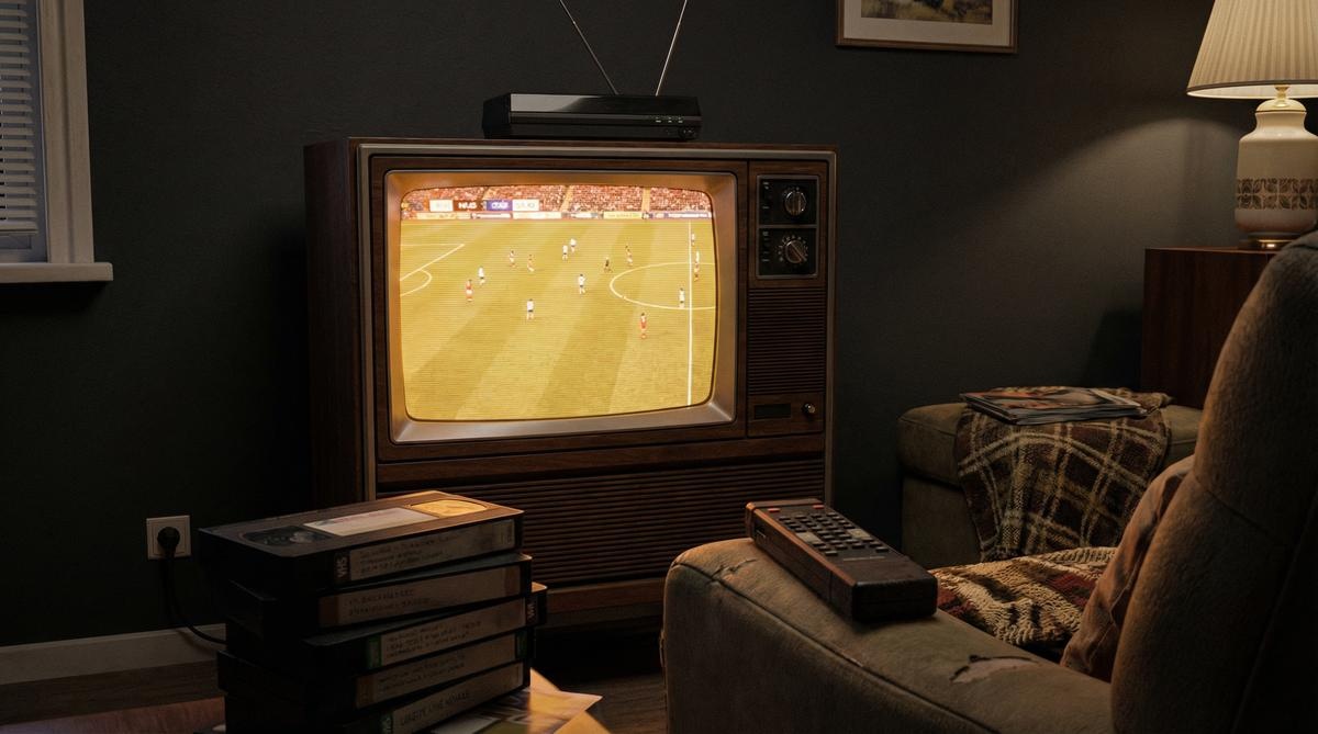 温馨客厅中复古电视播放足球直播 - 好博体育
